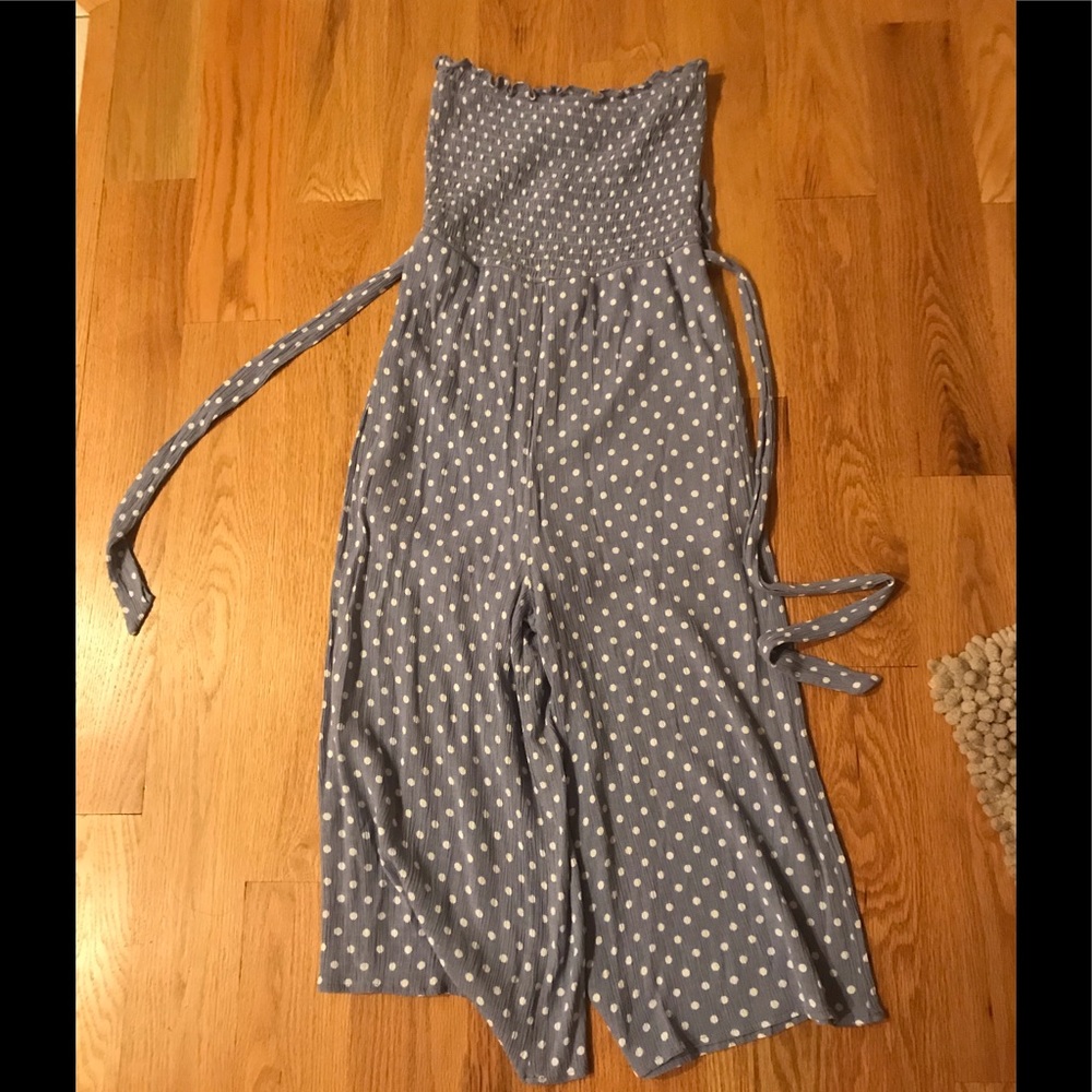 Periwinkle polka dot strapless Jumpsuit